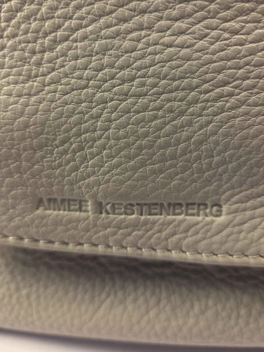 Aimee Kestenberg Gray Pebbled Leather Satchel with Chain Trim